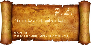 Pirnitzer Lamberta névjegykártya